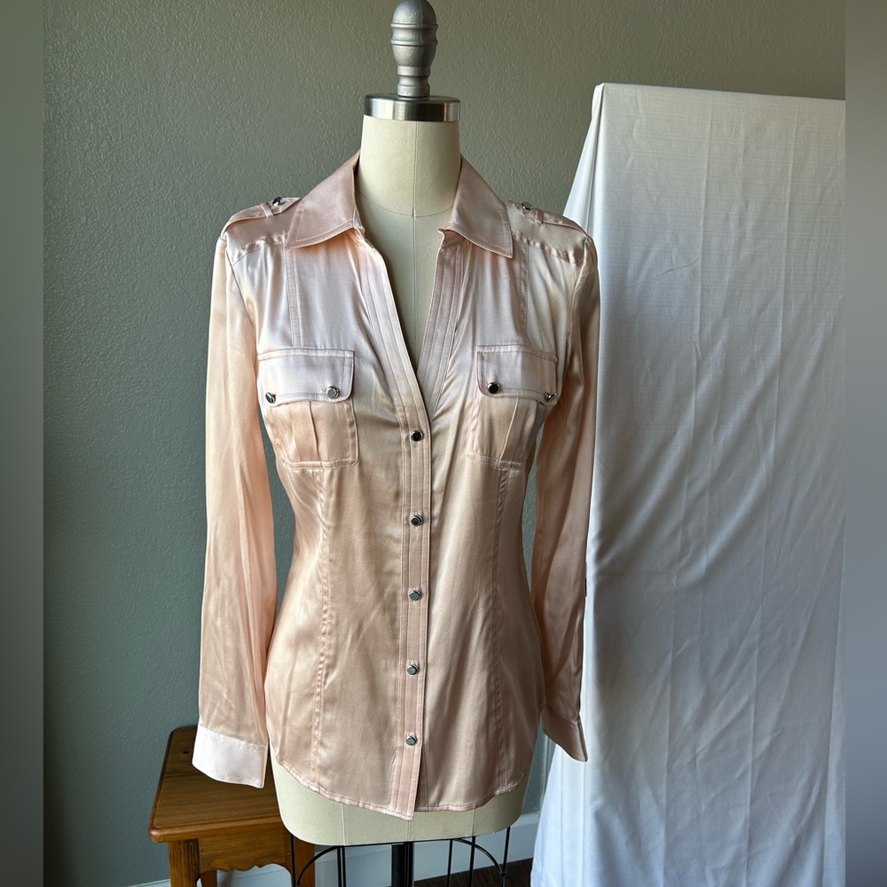 Caché NWT light pink collared long sleeve shirt | size S